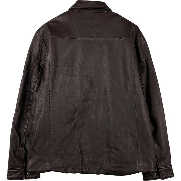 Calvin Klein swing-top leather jacket, men's size M genuine leather brown type Vintage Second Hand