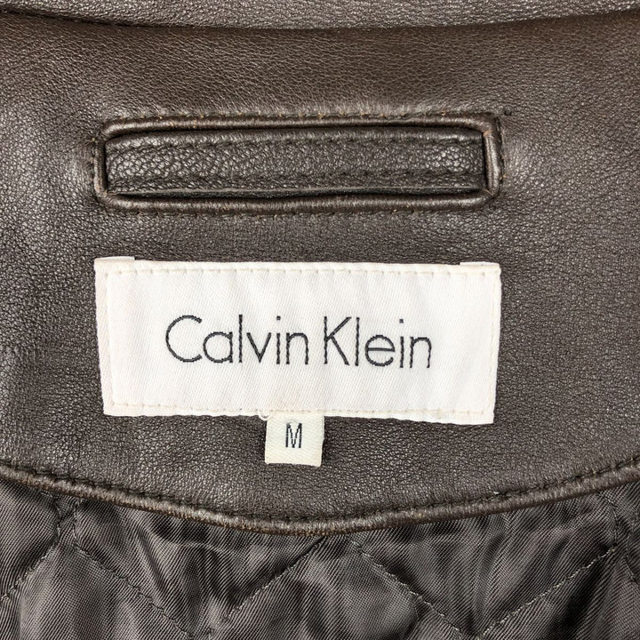 Calvin Klein swing-top leather jacket, men's size M genuine leather brown type Vintage Second Hand