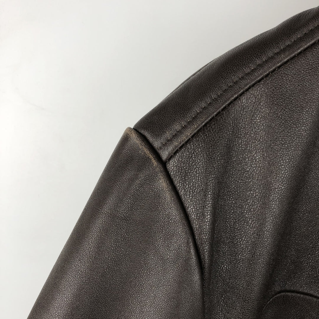 Calvin Klein swing-top leather jacket, men's size M genuine leather brown type Vintage Second Hand
