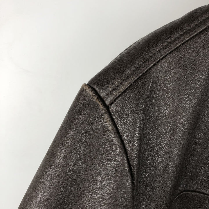 Calvin Klein swing-top leather jacket, men's size M genuine leather brown type Vintage Second Hand