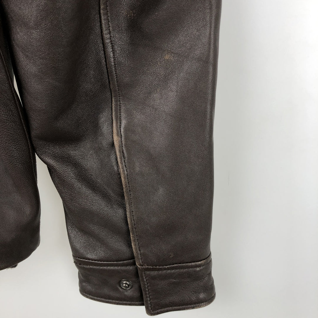 Calvin Klein swing-top leather jacket, men's size M genuine leather brown type Vintage Second Hand