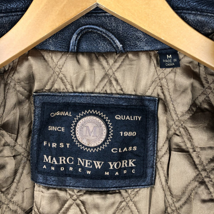 ANDREW MARC NEW YORK Swing Top Style Padded Leather Blouson, Men's Size M (approx.) genuine leather black type Vintage Second Hand