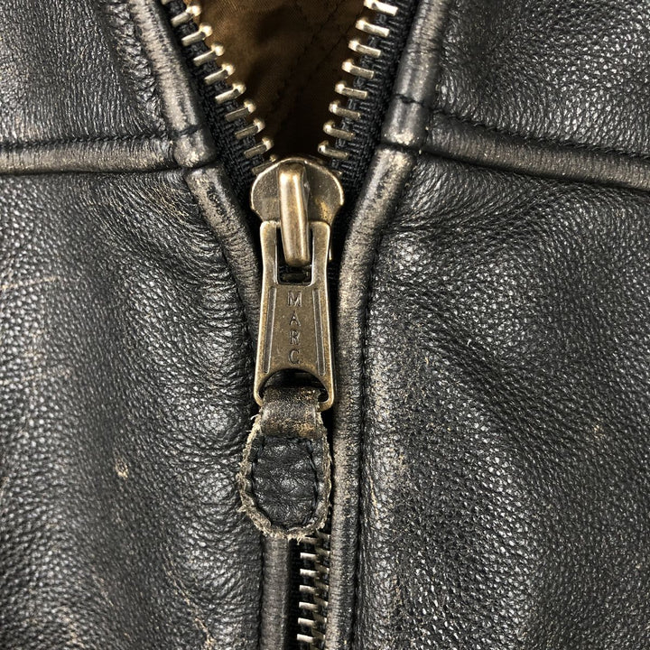 ANDREW MARC NEW YORK Swing Top Style Padded Leather Blouson, Men's Size M (approx.) genuine leather black type Vintage Second Hand