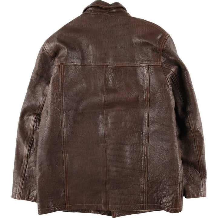 NOUHAILA CUIR Leather Car Coat, Men's Size Medium, Vintage Genuine Leather Lamb Leather brown type Vintage Second Hand
