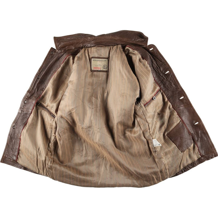 NOUHAILA CUIR Leather Car Coat, Men's Size Medium, Vintage Genuine Leather Lamb Leather brown type Vintage Second Hand