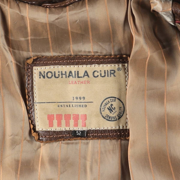 NOUHAILA CUIR Leather Car Coat, Men's Size Medium, Vintage Genuine Leather Lamb Leather brown type Vintage Second Hand
