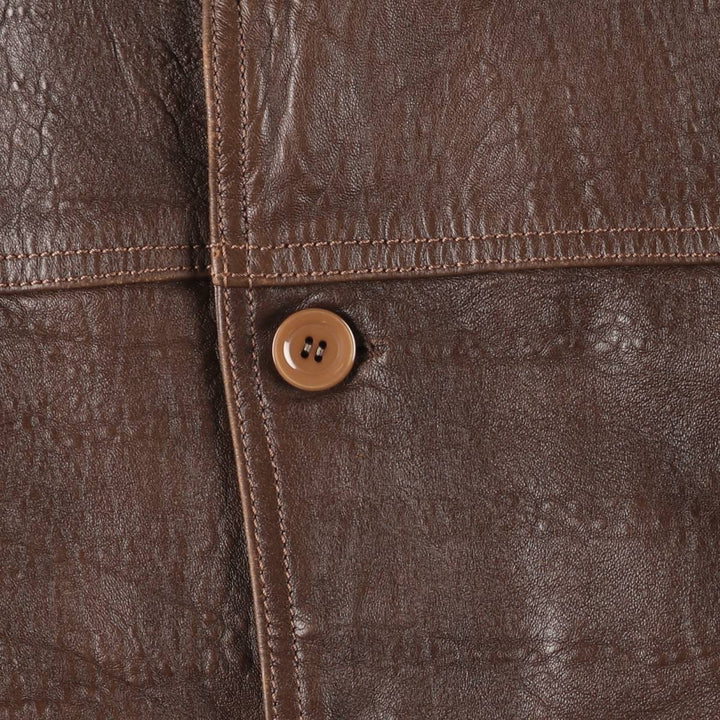 NOUHAILA CUIR Leather Car Coat, Men's Size Medium, Vintage Genuine Leather Lamb Leather brown type Vintage Second Hand