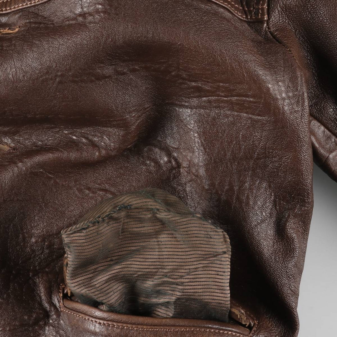 NOUHAILA CUIR Leather Car Coat, Men's Size Medium, Vintage Genuine Leather Lamb Leather brown type Vintage Second Hand