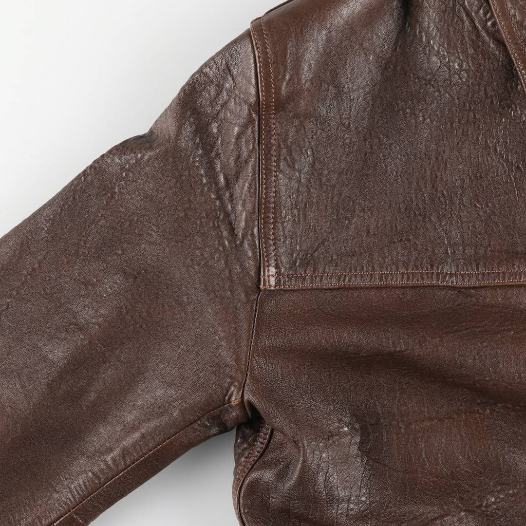 NOUHAILA CUIR Leather Car Coat, Men's Size Medium, Vintage Genuine Leather Lamb Leather brown type Vintage Second Hand
