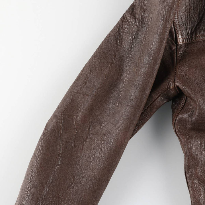 NOUHAILA CUIR Leather Car Coat, Men's Size Medium, Vintage Genuine Leather Lamb Leather brown type Vintage Second Hand