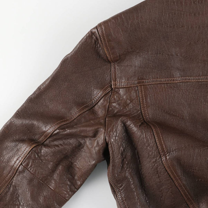 NOUHAILA CUIR Leather Car Coat, Men's Size Medium, Vintage Genuine Leather Lamb Leather brown type Vintage Second Hand