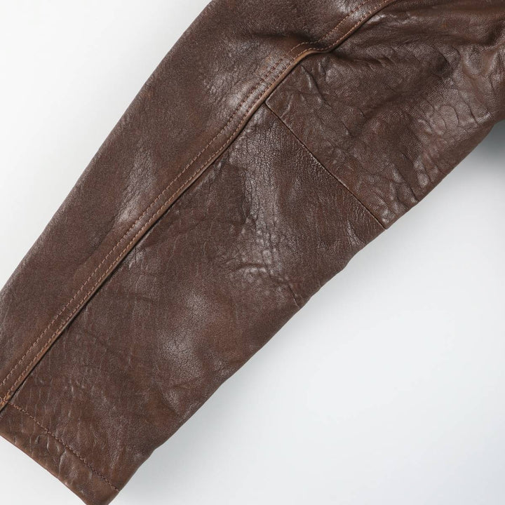 NOUHAILA CUIR Leather Car Coat, Men's Size Medium, Vintage Genuine Leather Lamb Leather brown type Vintage Second Hand