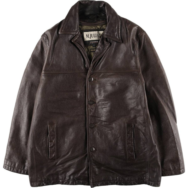 Wilsons Leather M. Julian Padded Leather Car Coat, Men's XL genuine leather brown type Vintage Second Hand