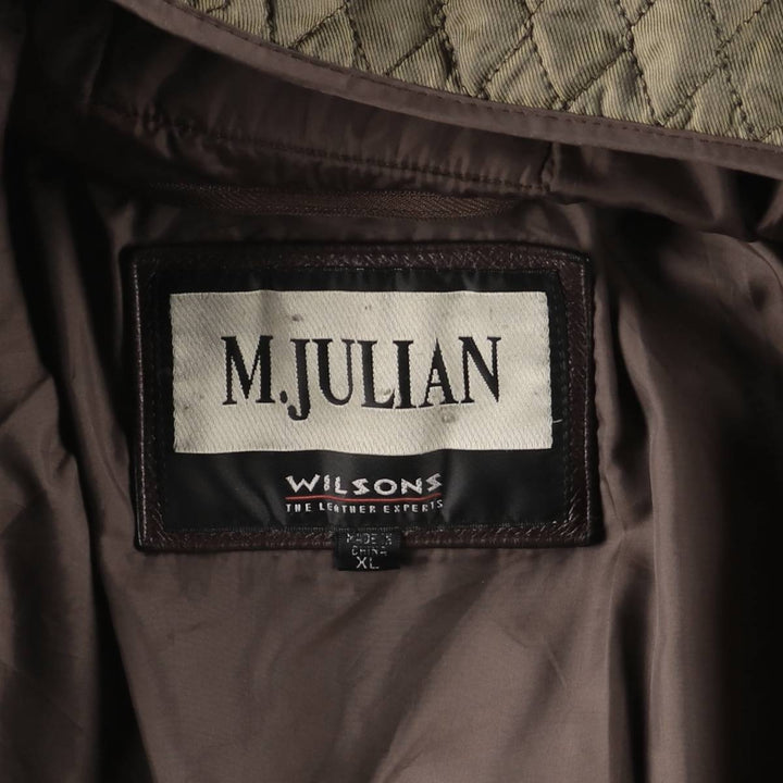 Wilsons Leather M. Julian Padded Leather Car Coat, Men's XL genuine leather brown type Vintage Second Hand
