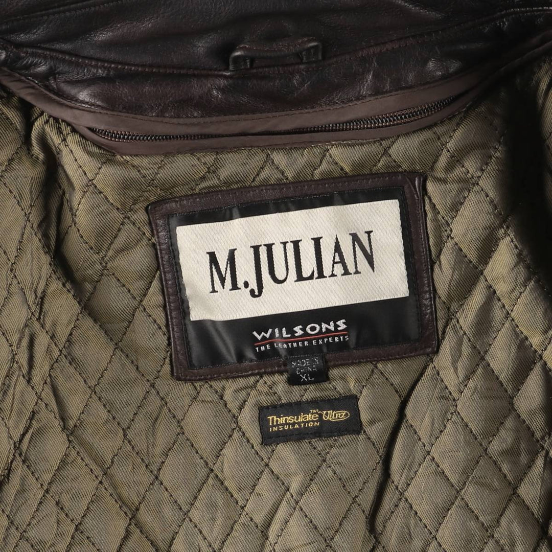 Wilsons Leather M. Julian Padded Leather Car Coat, Men's XL genuine leather brown type Vintage Second Hand