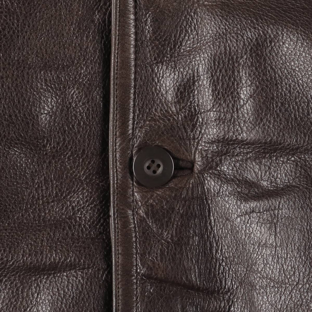 Wilsons Leather M. Julian Padded Leather Car Coat, Men's XL genuine leather brown type Vintage Second Hand