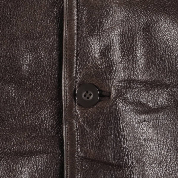 Wilsons Leather M. Julian Padded Leather Car Coat, Men's XL genuine leather brown type Vintage Second Hand