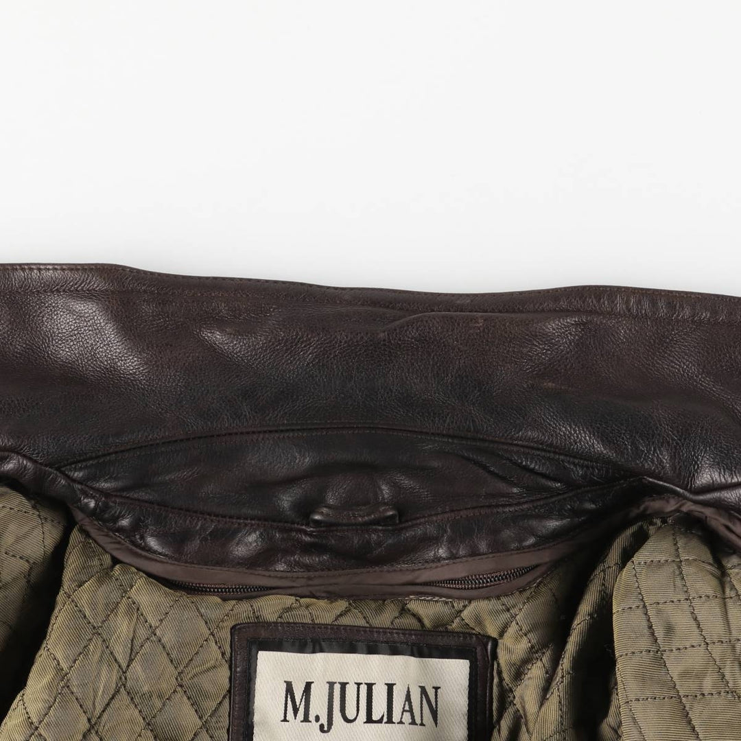 Wilsons Leather M. Julian Padded Leather Car Coat, Men's XL genuine leather brown type Vintage Second Hand
