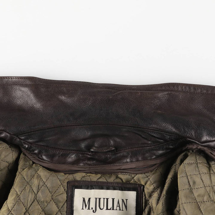 Wilsons Leather M. Julian Padded Leather Car Coat, Men's XL genuine leather brown type Vintage Second Hand