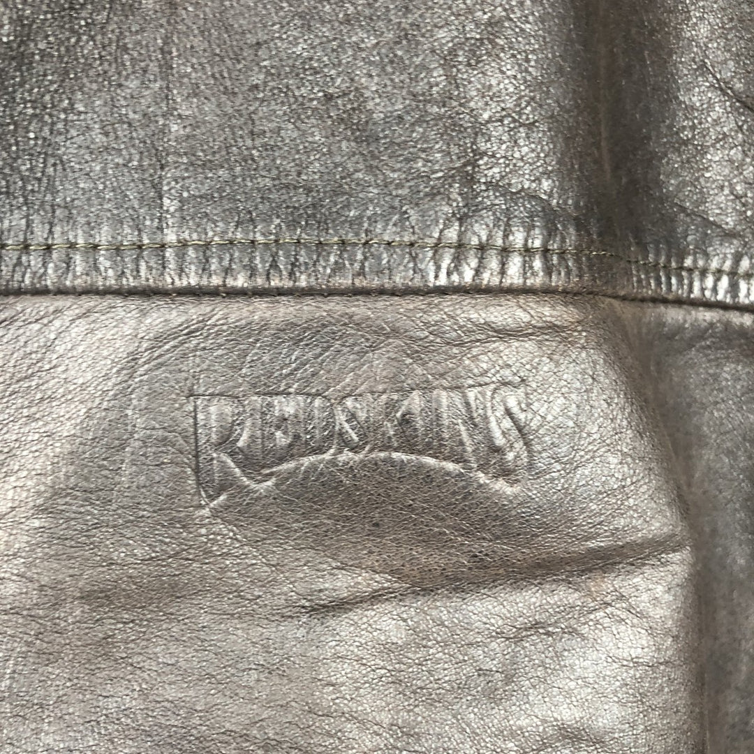 REDSKINS Padded Leather Car Coat, Men's Size XL genuine leather brown type Vintage Second Hand