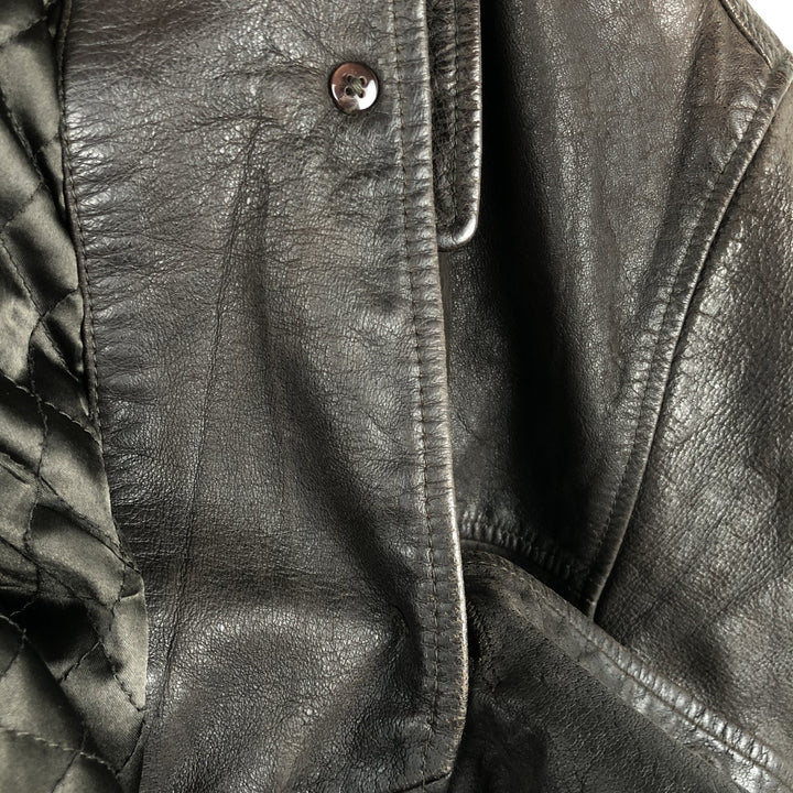 REDSKINS Padded Leather Car Coat, Men's Size XL genuine leather brown type Vintage Second Hand