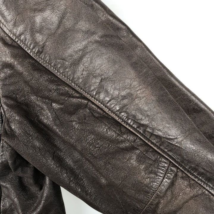 REDSKINS Padded Leather Car Coat, Men's Size XL genuine leather brown type Vintage Second Hand