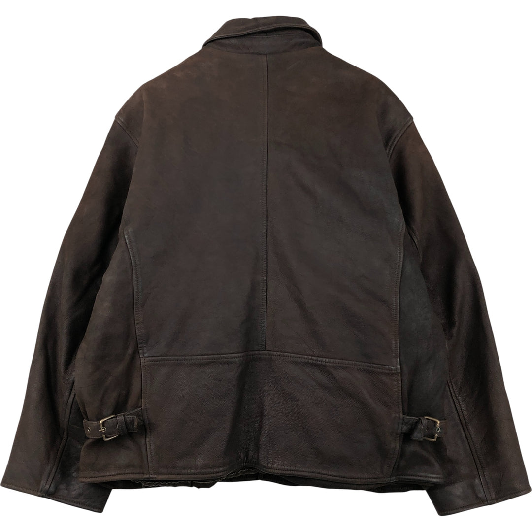 REDSKINS Padded Leather Blouson, Men's Size XL Genuine Leather Cowhide brown type Vintage Second Hand