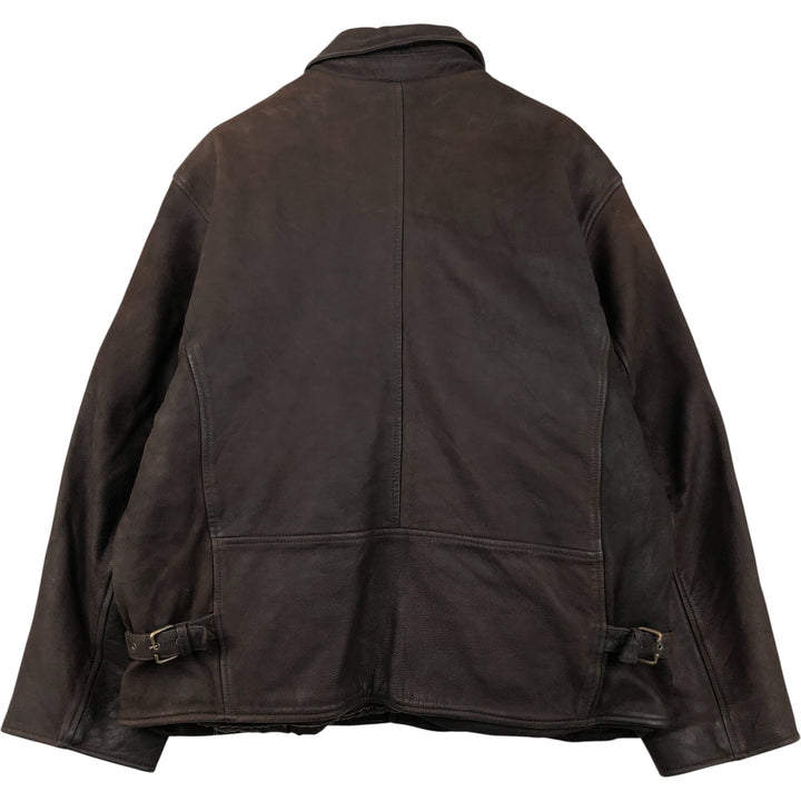 REDSKINS Padded Leather Blouson, Men's Size XL Genuine Leather Cowhide brown type Vintage Second Hand