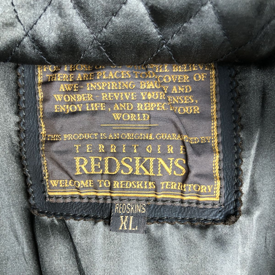 REDSKINS Padded Leather Blouson, Men's Size XL Genuine Leather Cowhide brown type Vintage Second Hand