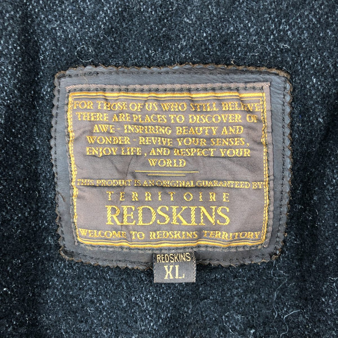 REDSKINS Padded Leather Blouson, Men's Size XL Genuine Leather Cowhide brown type Vintage Second Hand