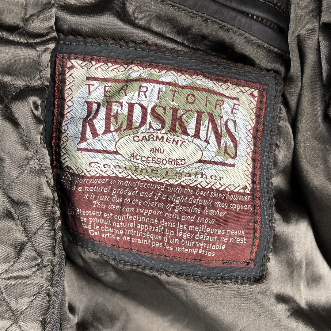 REDSKINS Padded Leather Blouson, Men's Size XL Genuine Leather Cowhide brown type Vintage Second Hand