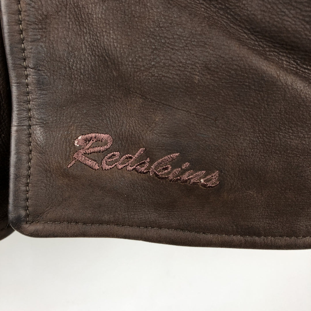 REDSKINS Padded Leather Blouson, Men's Size XL Genuine Leather Cowhide brown type Vintage Second Hand
