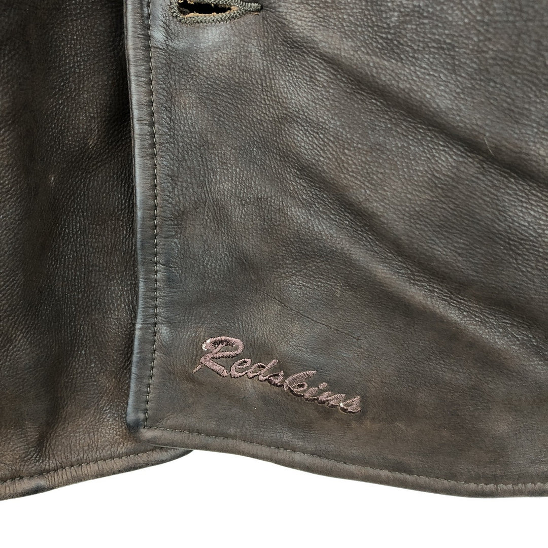 REDSKINS Padded Leather Blouson, Men's Size XL Genuine Leather Cowhide brown type Vintage Second Hand