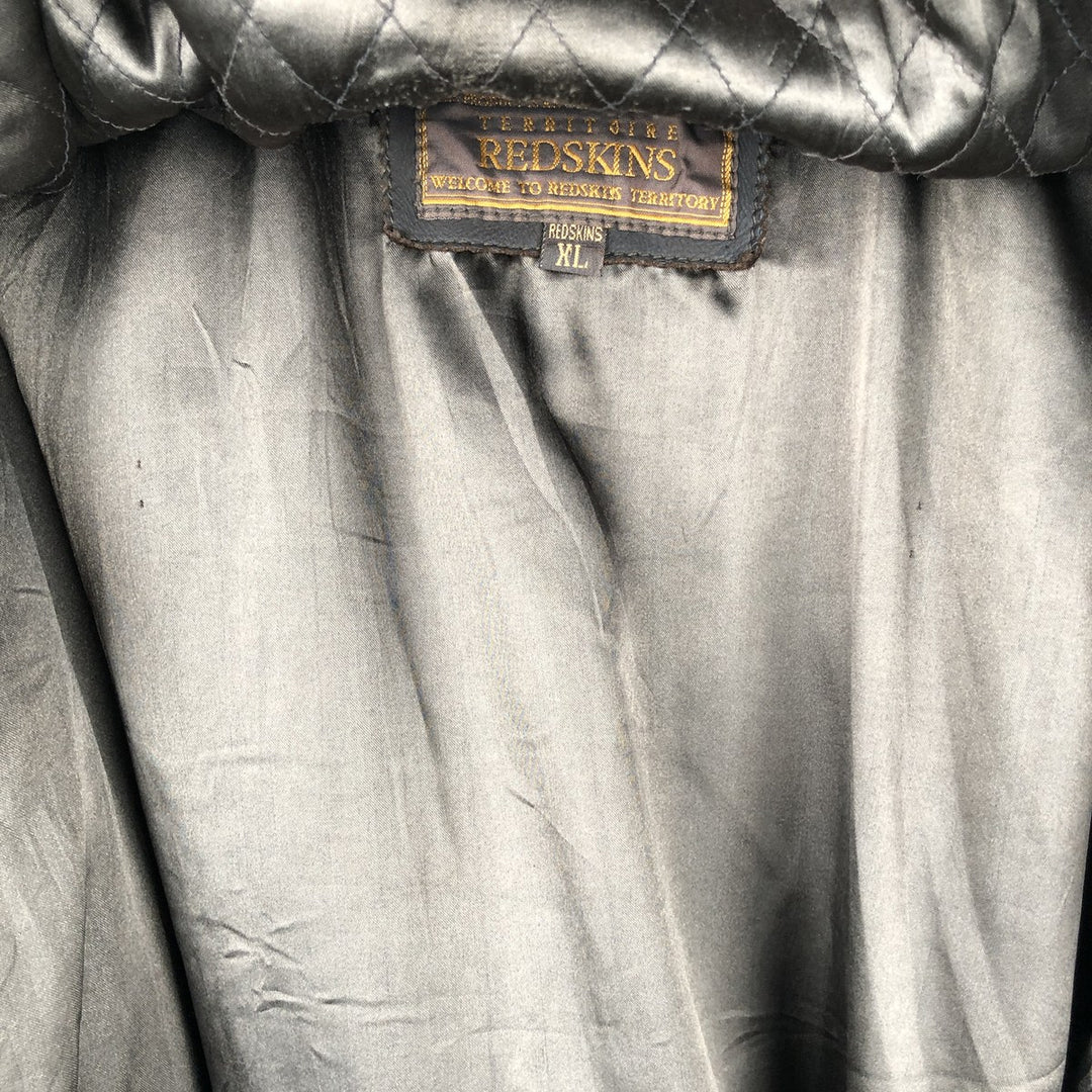 REDSKINS Padded Leather Blouson, Men's Size XL Genuine Leather Cowhide brown type Vintage Second Hand