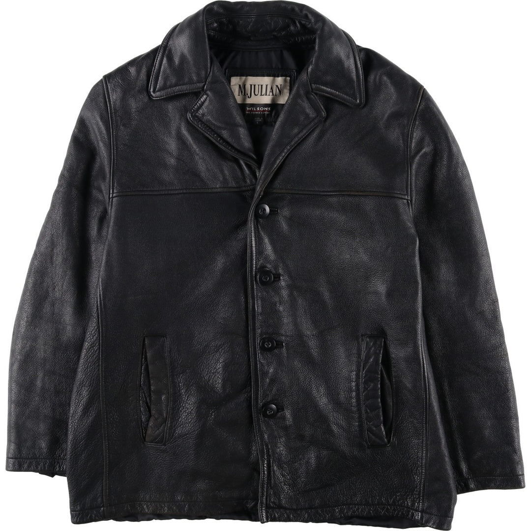 Wilsons Leather M.Julian Leather Car Coat, Men's Size L genuine leather black type Vintage Second Hand