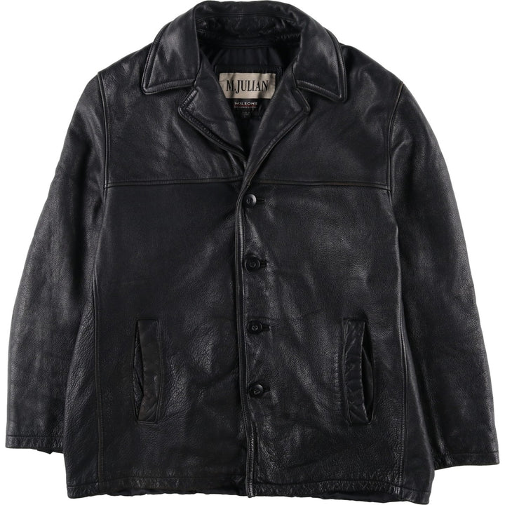 Wilsons Leather M.Julian Leather Car Coat, Men's Size L genuine leather black type Vintage Second Hand