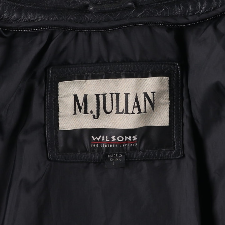 Wilsons Leather M.Julian Leather Car Coat, Men's Size L genuine leather black type Vintage Second Hand