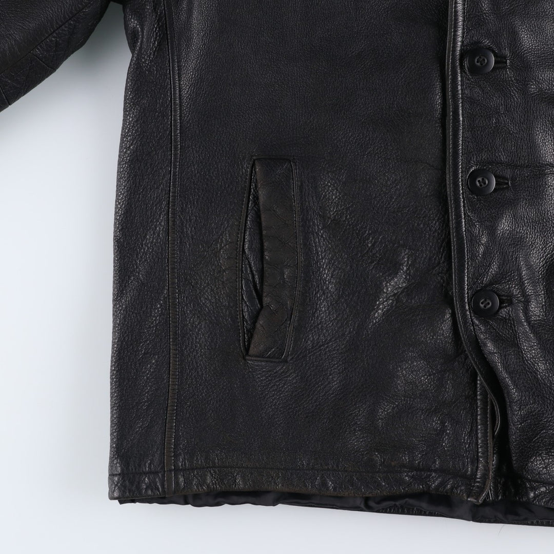 Wilsons Leather M.Julian Leather Car Coat, Men's Size L genuine leather black type Vintage Second Hand