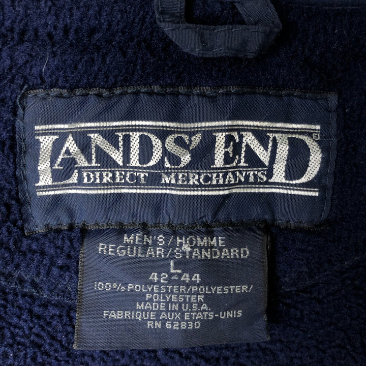Vintage 80s-90'S Lands' End fleece jacket, made in the USA, size L, men's polyester navy blue type Vintage Second Hand