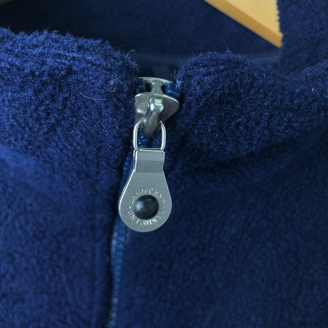 Vintage 80s-90'S Lands' End fleece jacket, made in the USA, size L, men's polyester navy blue type Vintage Second Hand