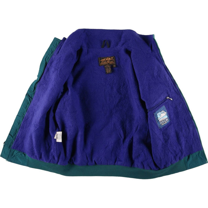 80s-90'S Eddie Bauer WINDfoil padded puffer jacket with black tag, made in USA, men's size M Nylon green type Vintage Second Hand