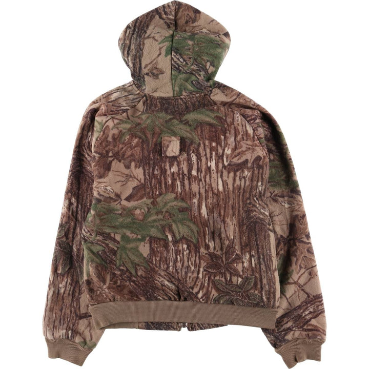 Vintage 70s-80'S Cabela's Realtree Camo Fleece Full-Zip Hoodie, Made in USA, Men's Size L polyester brown type Vintage Second Hand