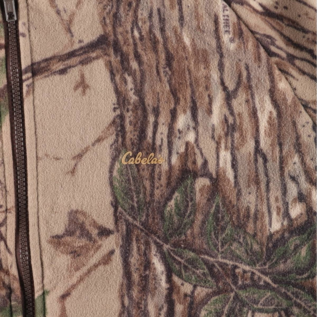 Vintage 70s-80'S Cabela's Realtree Camo Fleece Full-Zip Hoodie, Made in USA, Men's Size L polyester brown type Vintage Second Hand