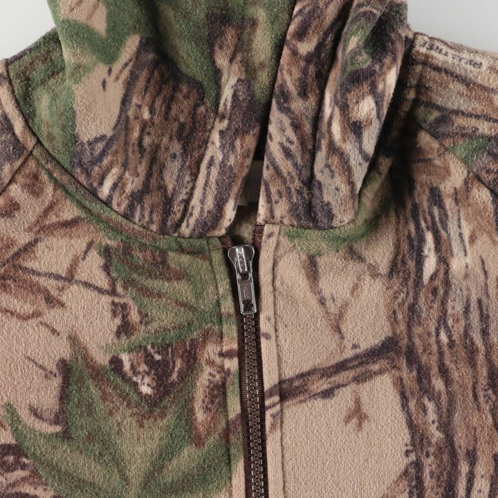 Vintage 70s-80'S Cabela's Realtree Camo Fleece Full-Zip Hoodie, Made in USA, Men's Size L polyester brown type Vintage Second Hand