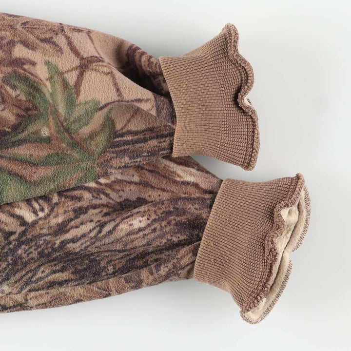 Vintage 70s-80'S Cabela's Realtree Camo Fleece Full-Zip Hoodie, Made in USA, Men's Size L polyester brown type Vintage Second Hand