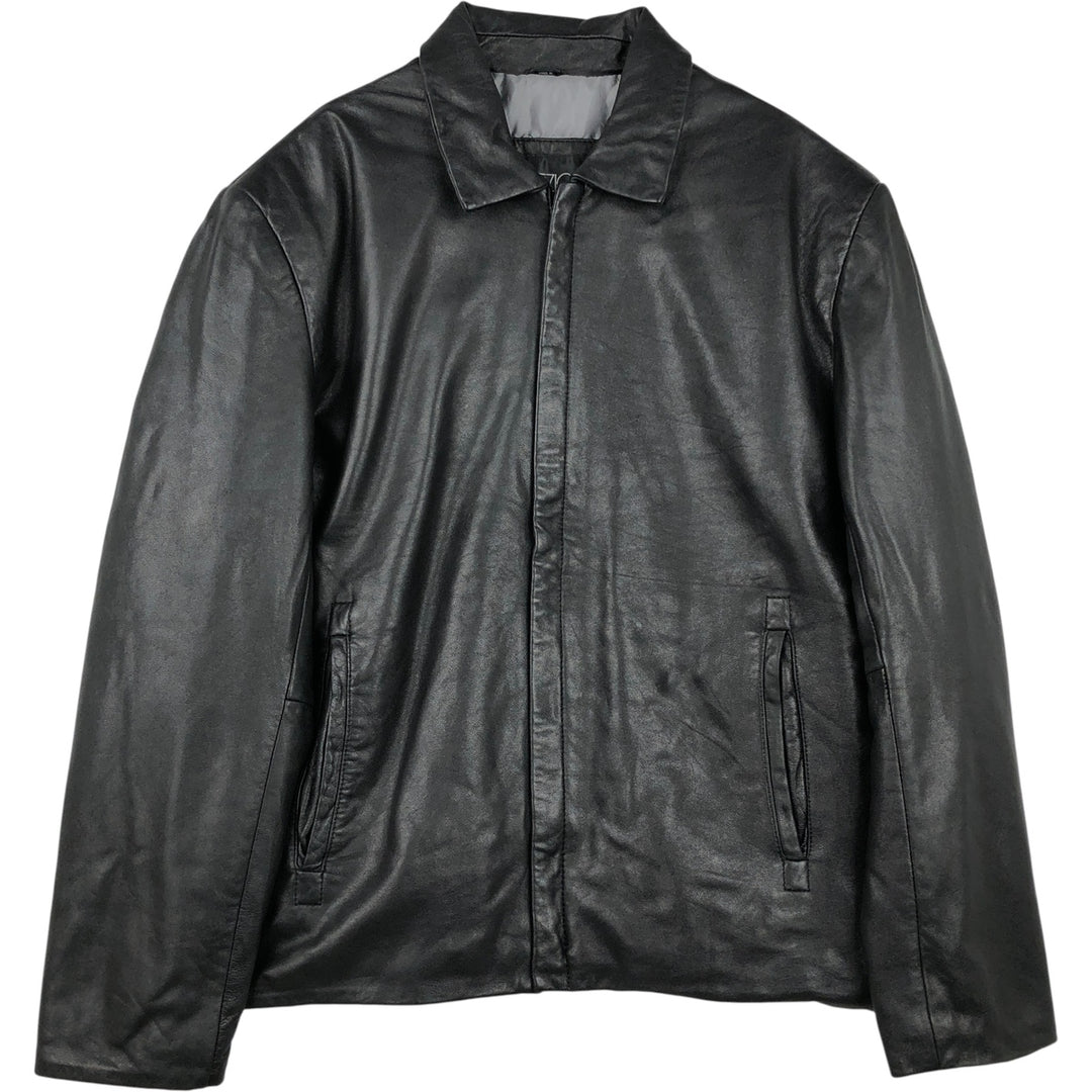 COLLEZIONE Padded Leather Blouson, Men's Size XL genuine leather black type Vintage Second Hand