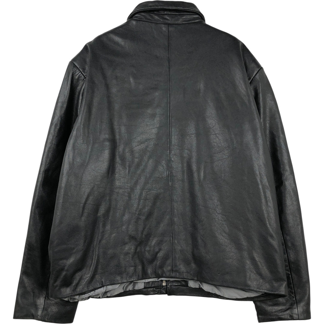 COLLEZIONE Padded Leather Blouson, Men's Size XL genuine leather black type Vintage Second Hand