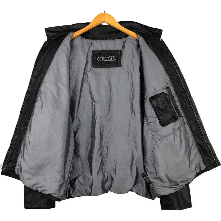 COLLEZIONE Padded Leather Blouson, Men's Size XL genuine leather black type Vintage Second Hand