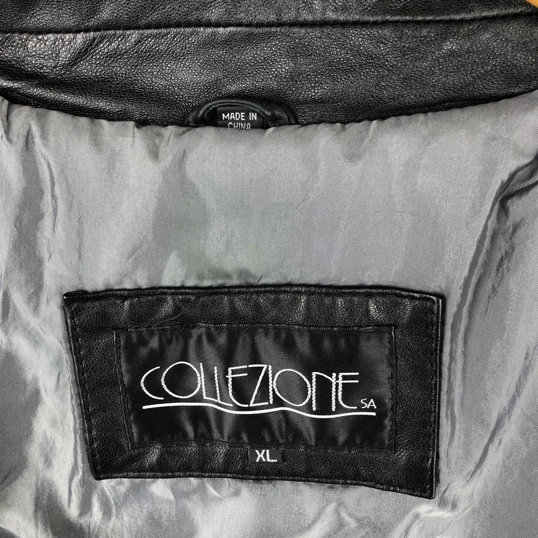 COLLEZIONE Padded Leather Blouson, Men's Size XL genuine leather black type Vintage Second Hand