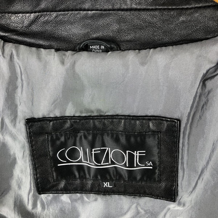 COLLEZIONE Padded Leather Blouson, Men's Size XL genuine leather black type Vintage Second Hand